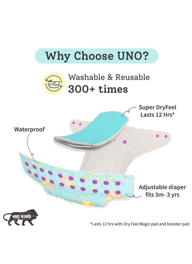 Superbottoms - Uno Freesize Cloth Diaper | Cloth Diaper For Babies 3M To 3Y | Washable & Reusable Cloth Diaper | Comes With Cloth Diaper Insert | 1 Organic Cotton Soaker (Super Nova) - Image 1