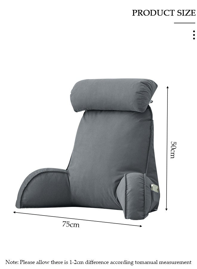 DUNISO Reading Pillow, Large Bed Rest Pillow with Detachable Neck Roll,Backrest with Arms，Pockets and Washable Cover, for Sitting in Bed or Couch-Backrest Reading Pillow Adult Back Pillows for Reading,Watching TV,Gaming,Relaxing - Image 2
