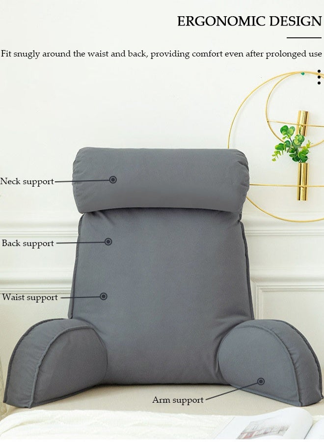 DUNISO Reading Pillow, Large Bed Rest Pillow with Detachable Neck Roll,Backrest with Arms，Pockets and Washable Cover, for Sitting in Bed or Couch-Backrest Reading Pillow Adult Back Pillows for Reading,Watching TV,Gaming,Relaxing - Image 4