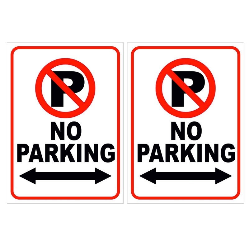 Yuwell 2 Pcs No Parking Sign Board Sticker PVC Eco Print No Parking Sticker Self Adhesive Stickers Waterproof UV Resistant Vinyl Sticker Weather Resistant Waterproof Stickers 29X42CM - Image 1
