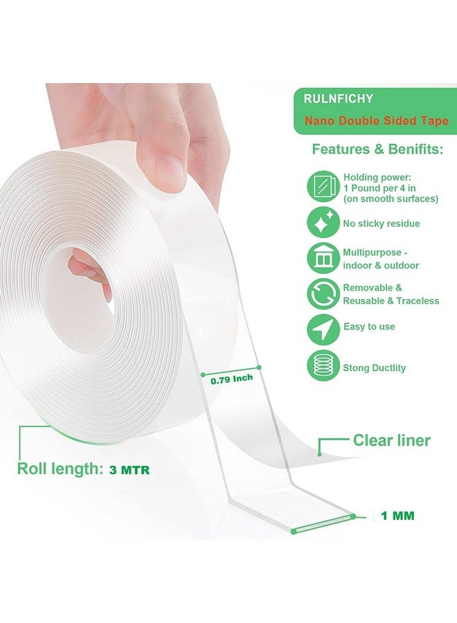 AIPL Double Sided Grip Tape Heavy Duty Ballon Tape Adhesive Tape For Walls Home Kitchen Carpet Car Decoration Transparent Tape Strong Reusable Anti Slip Tap (20 Mm X 3 Mtr X 1Mm Thick) - Image 2