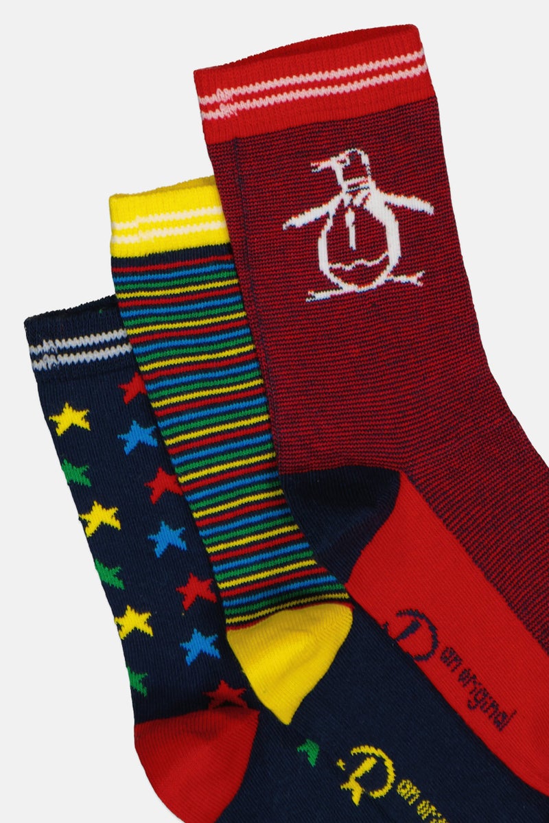 Original Penguin Kids Boy 5 Pairs Graphic Print Socks, Multicolor - Image 2