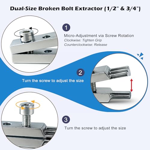 Dromco Broken Valve Thread Extractor, Broken Pipe Extractor Tool, Multifunctional Easy Out Pipe Extractor Set for Damaged Faucet Water Pipe Remover (1 Set, 1/2", 3/4" Compatible) - Image 2