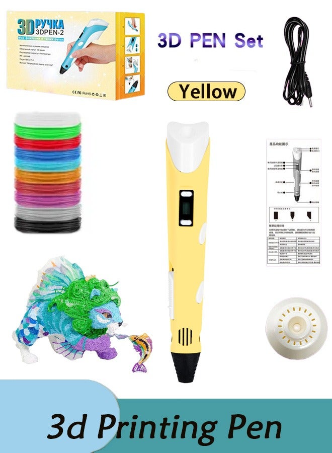 Generic 3D Printing Pen Cute Doodle Arts Craft Drawing USB Pen Set Education RBT Starter Kit Kids Toy    Generation Smart Children's Gift Three-Dimensional Painting Creative Room Temperature Pen + 3D Printi  - Image 1
