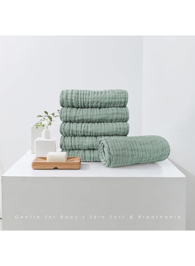 Spotted Play Muslin Burp Cloths 100% Cotton Large 20''x10'' Extra Soft and Absorbent Baby Wash Cloths Spit Up Rags - Baby Burping Cloth for Boys Girls Items(12 Pack Green) - Image 2