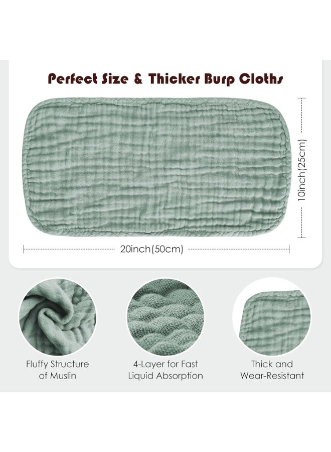 Spotted Play Muslin Burp Cloths 100% Cotton Large 20''x10'' Extra Soft and Absorbent Baby Wash Cloths Spit Up Rags - Baby Burping Cloth for Boys Girls Items(12 Pack Green) - Image 3