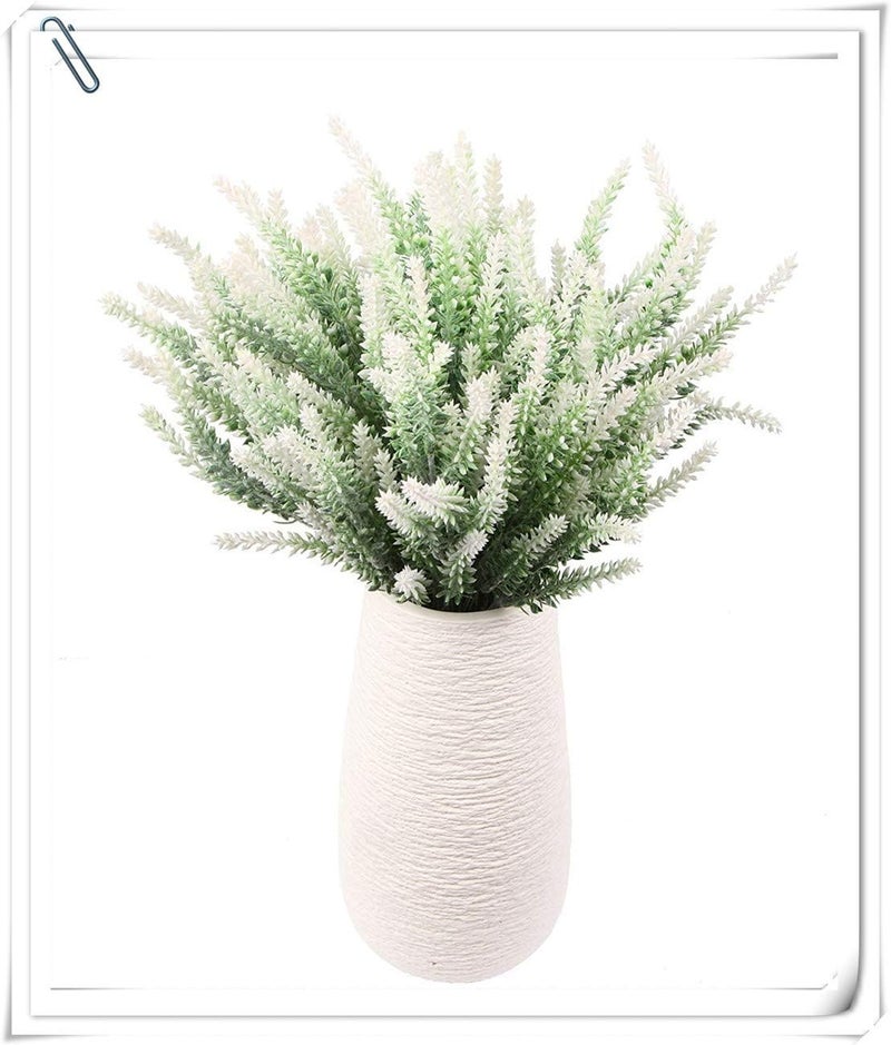 LOVENIMEN Artificial Flowers Lavender Plastic Plant Fake Wedding Bride Bouquet Indoor Outdoor Home Decor Garden Patio Table Centerpieces Arrangements Decoration White 4 Pcs - Image 4