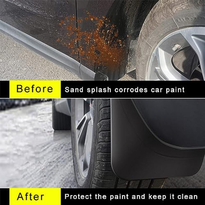 Mud Flaps: Black Durable ABS Material, No-Drill Installation - Full Wheel Coverage Splash Guards for VW Transporter, Caravelle, Multivan, T5/T6/T7 Models 2008-2021 - Image 3
