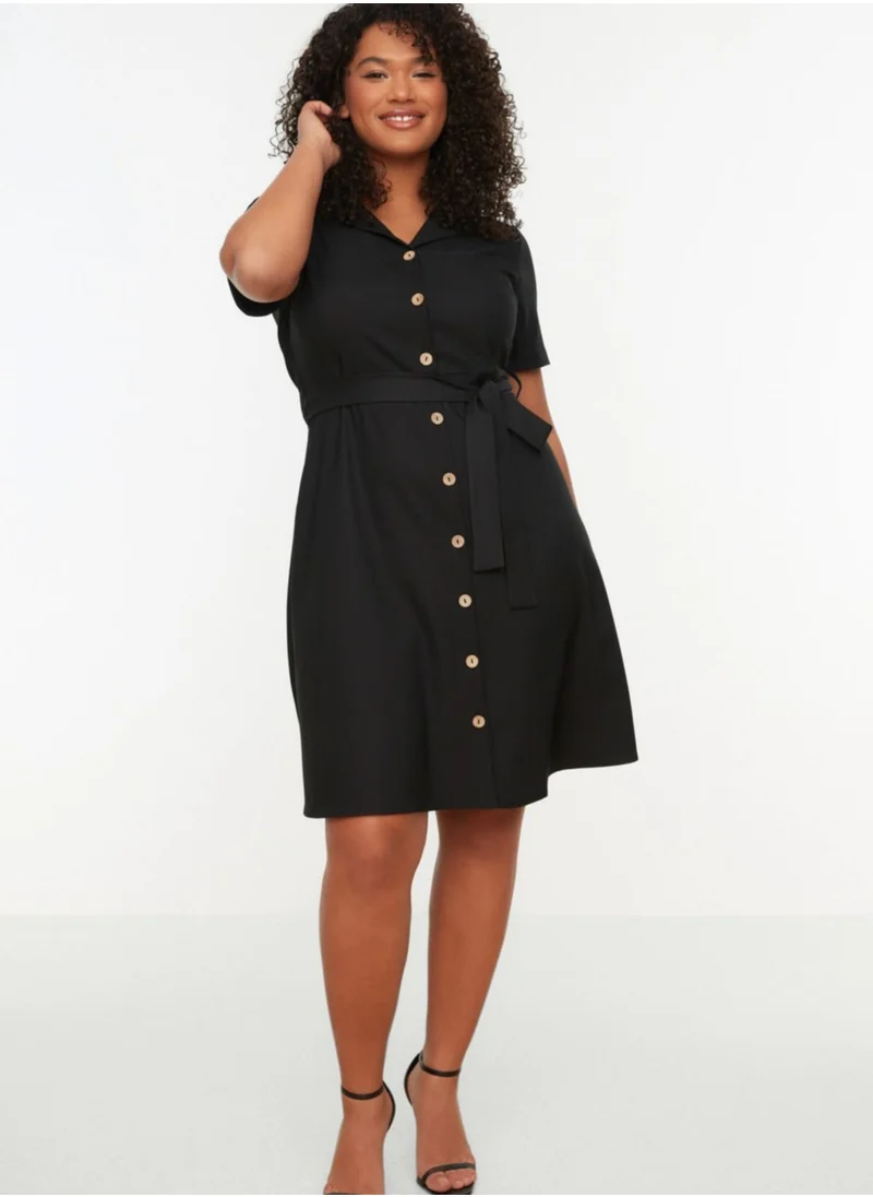 Trendyol Curve Tie Detail Button Down Dress