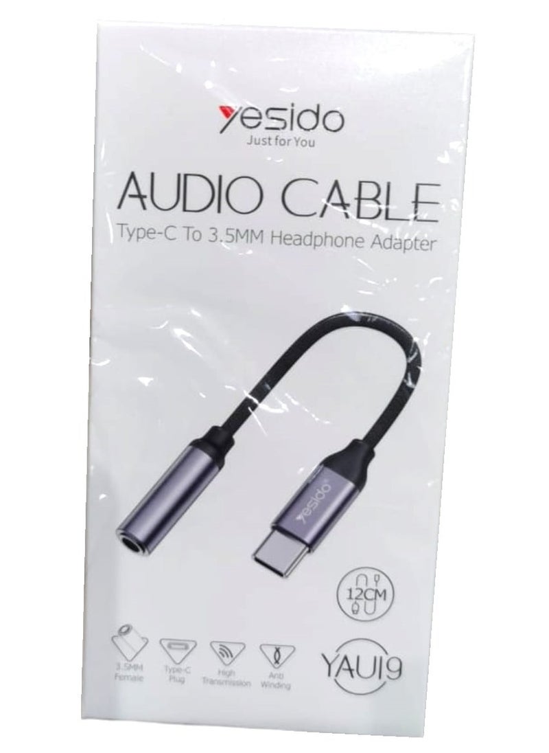 Yesido - Audio Cable AUX 3.5MM Type C To Headphone Adapter Black - Image 1