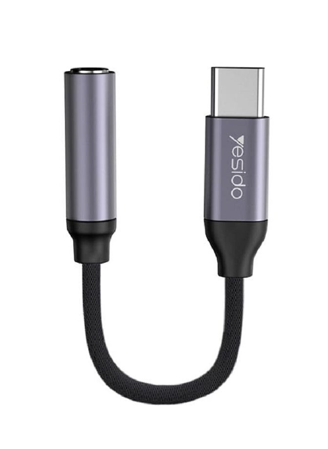 Yesido - Audio Cable AUX 3.5MM Type C To Headphone Adapter Black - Image 1