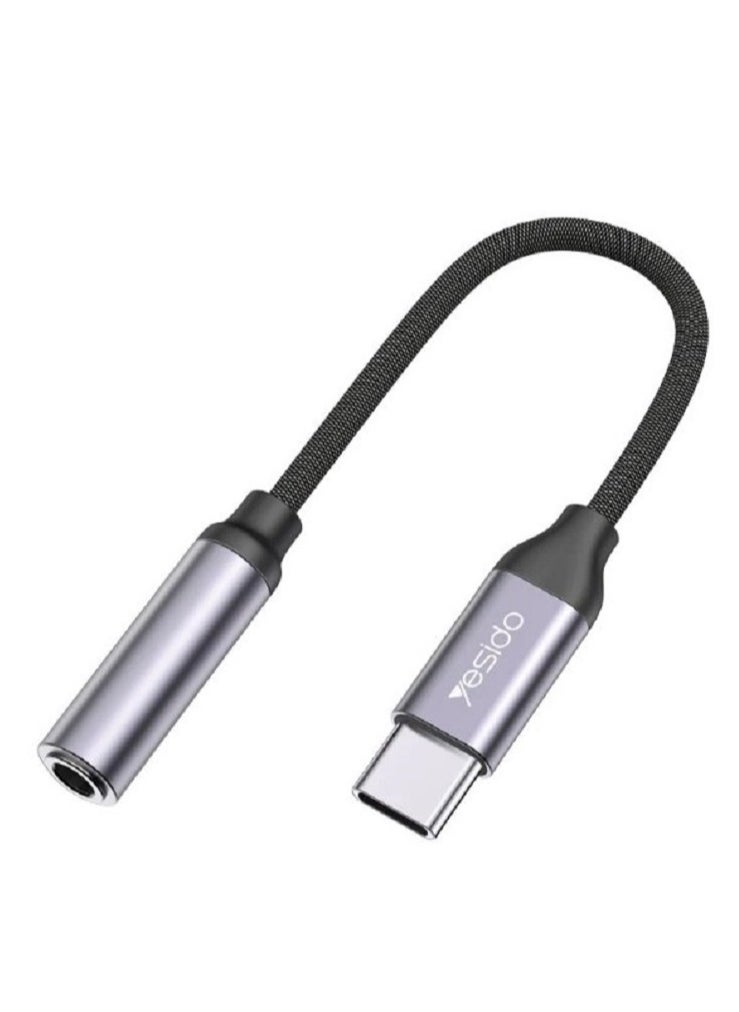 Yesido - Audio Cable AUX 3.5MM Type C To Headphone Adapter Black - Image 1