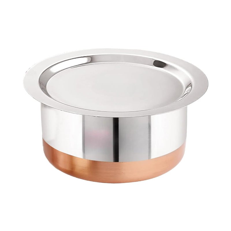 JGS Stainless Steel Copper Base Cookware Container Tope Patila with Lid 1.25 Liter - Image 4