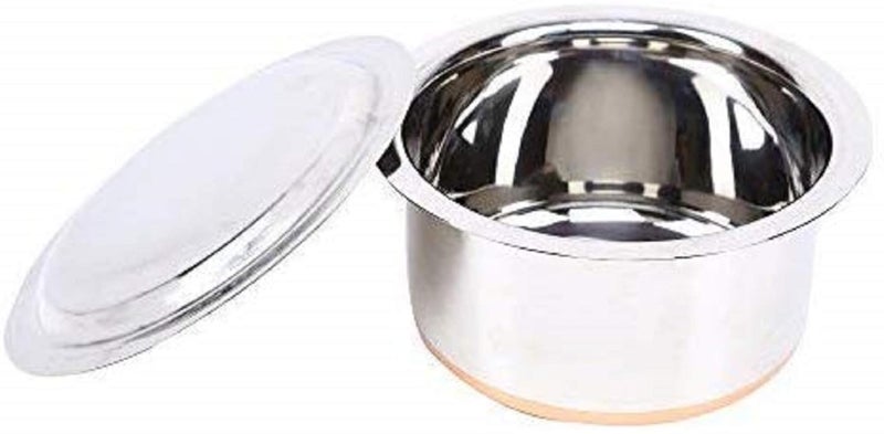 JGS Stainless Steel Copper Base Cookware Container Tope Patila with Lid 1.25 Liter - Image 2