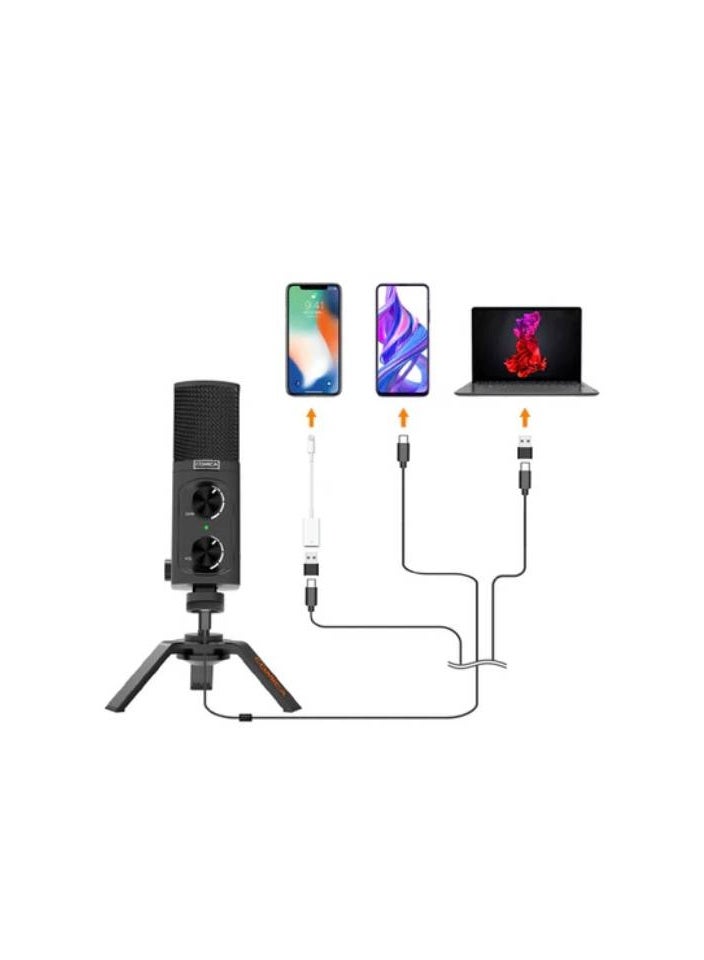 كوميكا ميكروفون كوميكا STM-USB متعدد الاستخدامات بمنفذ USB مكثف قلبي الشكل - أسود - Image 3