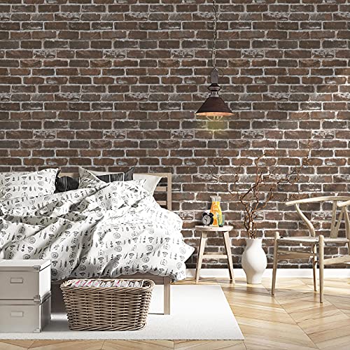 Timeet Vintage Brown Brick Wallpaper Peel and Stick Wallpaper 17.7"×197" Self Adhesive Brick Removable Faux 3D Wallpaper for Walls Fireplace Autumn Home Decor - Image 4