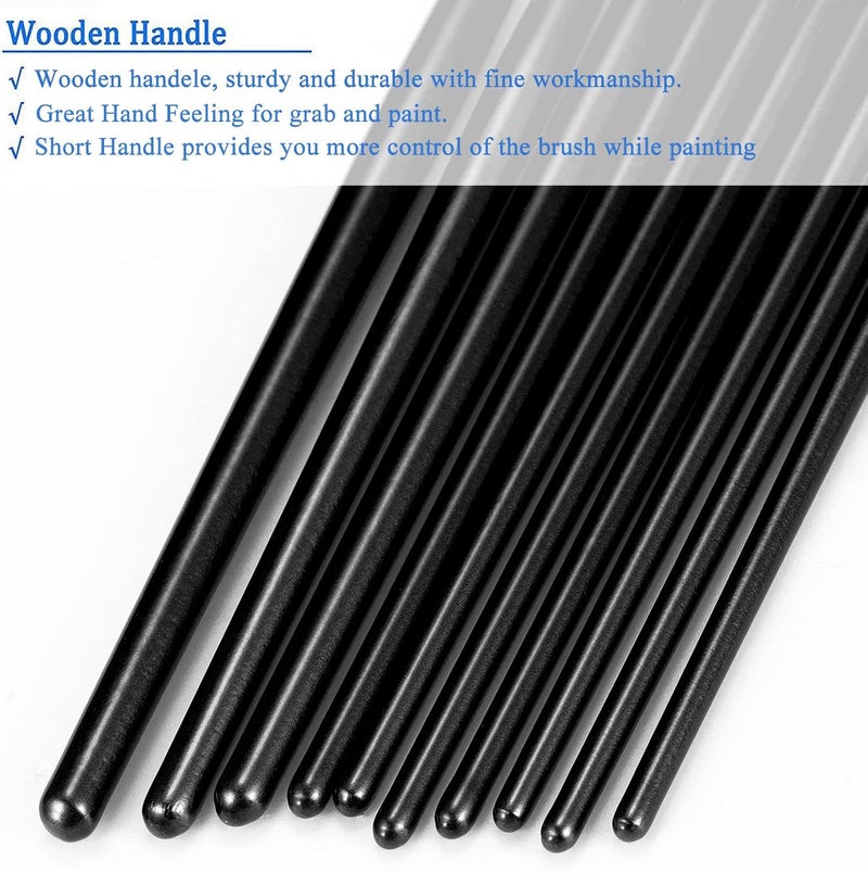 BOSOBO Paint Brushes Set, 2 Pack 20 Pcs Round Pointed Tip Nylon Hair Artist Acrylic Paint Brushes for Acrylic Oil Watercolor, Face Nail Art, Miniature Detailing & Rock Painting, Black - Image 5