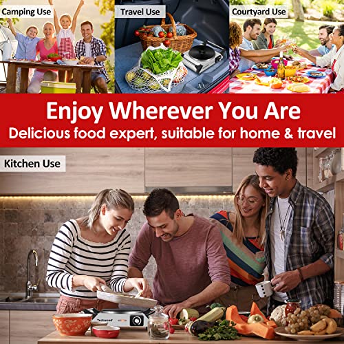 Techwood Hot Plate for Cooking, 1500W Electric Stove Countertop Single Burner with Adjustable Temperature & Stay Cool Handles, 7.5” Cooktop for Home/RV/Camp, Compatible for All Cookwares, Silver - Image 2