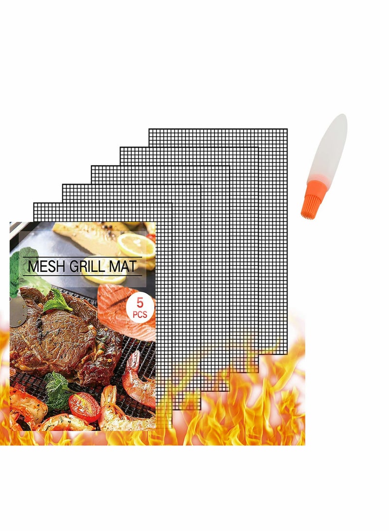 Excefore BBQ Grill Mesh Mat Non Stick Cooking Mats Heavy Duty Reusable Grilling mats Easy to Clean Works on Gas Charcoal Pellet Grill for Grilled Vegetables Electric Barbecue Set of 5 - Image 1