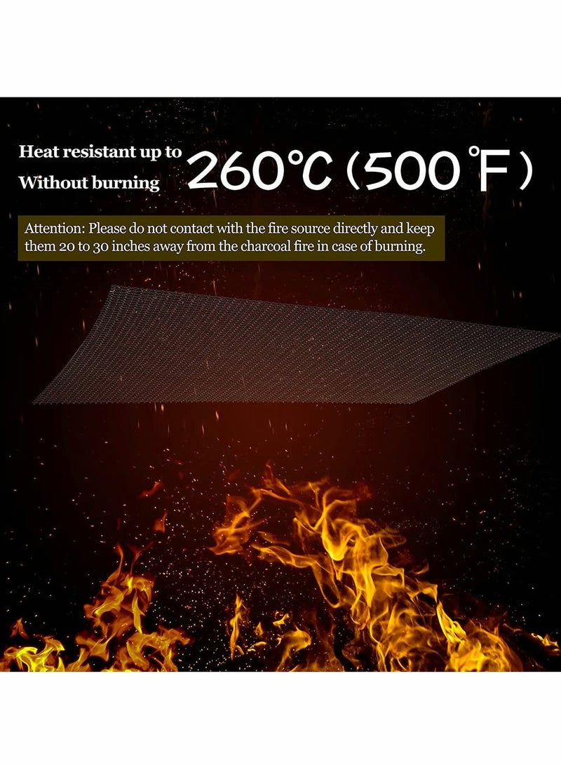 Excefore BBQ Grill Mesh Mat Non Stick Cooking Mats Heavy Duty Reusable Grilling mats Easy to Clean Works on Gas Charcoal Pellet Grill for Grilled Vegetables Electric Barbecue Set of 5 - Image 5