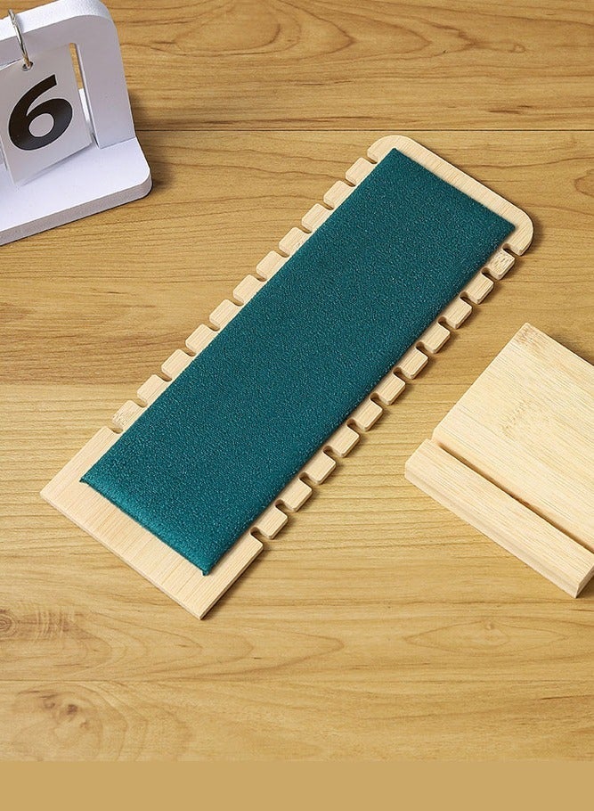 بالمعنى حامل عرض مجوهرات من خشب الخيزران والمخمل الفاخر - منظم قلادات بتصميم حرف L - قاعدة مخملية ناعمة للمجوهرات - Image 4