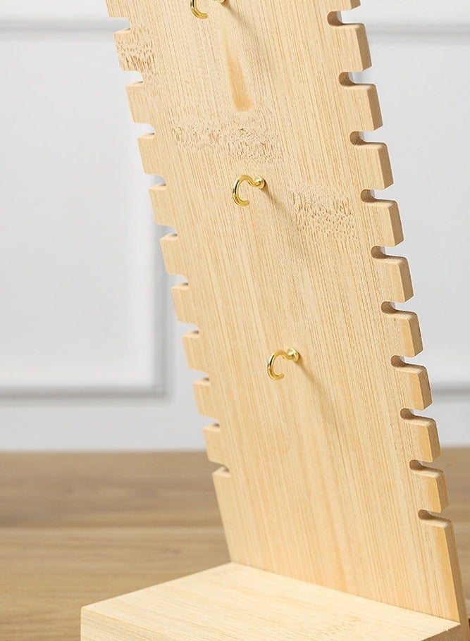 بالمعنى حامل عرض مجوهرات من خشب الخيزران والمخمل الفاخر - منظم قلادات بتصميم حرف L - قاعدة مخملية ناعمة للمجوهرات - Image 5