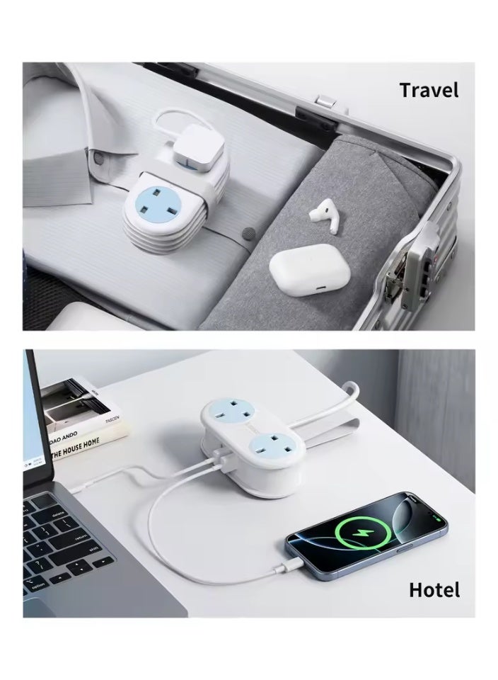 أوريكو مشترك كهرباء ORICO بقابس بريطاني، مزود بمنفذي تيار متردد (AC) ومنفذي USB ومنفذي Type-C، مع سلك تمديد بطول 1.6 متر - مثالي للسفر والتنقل. - Image 5