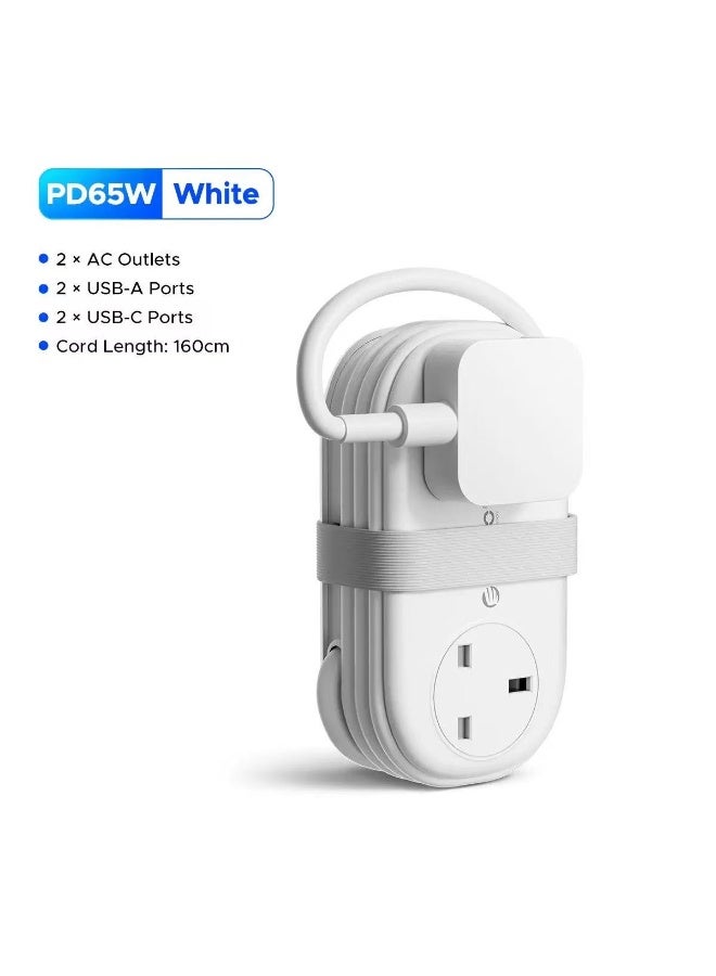 أوريكو مشترك كهرباء ORICO بقابس بريطاني، مزود بمنفذي تيار متردد (AC) ومنفذي USB ومنفذي Type-C، مع سلك تمديد بطول 1.6 متر - مثالي للسفر والتنقل. - Image 1