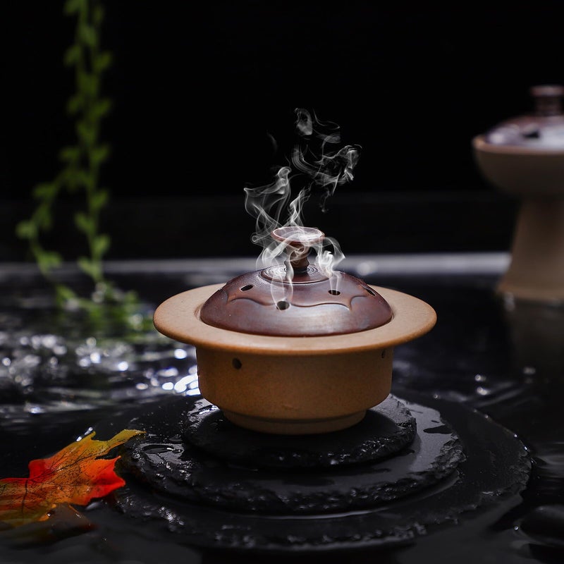 حامل مبخرة سيراميك مع صينية أقراص خشب الصندل لعطر المنزل والتأمل - Image 5