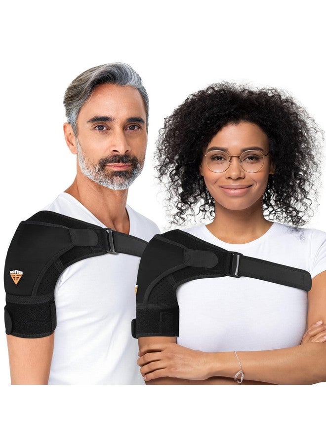 FIGHTECH Shoulder Brace for Women & Men | Support for Torn Rotator Cuff & Other Shoulder Injury - Ac Joint, Dislocated, Separated, Frozen Shoulder | Neoprene Compression Wrap | by FIGHTECH (BLK, S-M) - Image 1