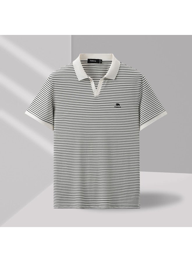 Fomoce summer Business Casual Skin-friendly Lightweight Short-sleeve Polo Shirt For Men - Image 4