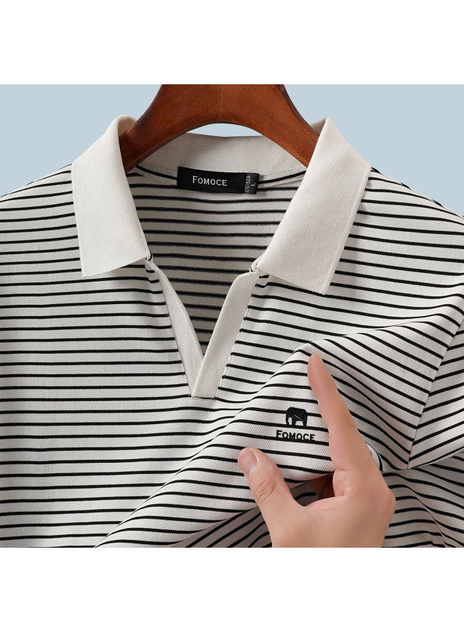 Fomoce summer Business Casual Skin-friendly Lightweight Short-sleeve Polo Shirt For Men - Image 3