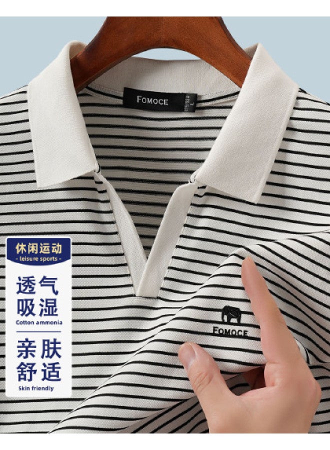 Fomoce summer Business Casual Skin-friendly Lightweight Short-sleeve Polo Shirt For Men - Image 1