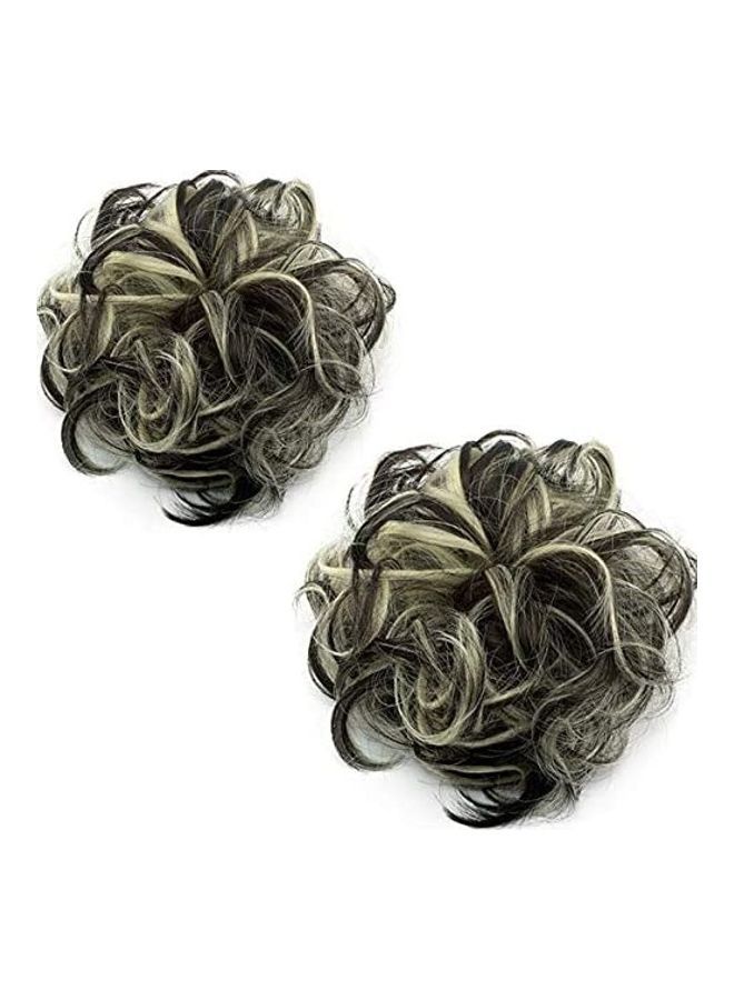 NIBEMINENT Messy Hair Bun Extensions Beige/Black 9inch