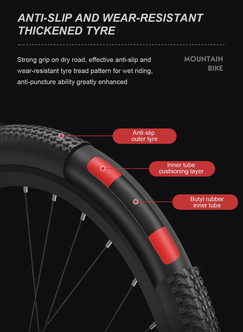 26 Inch Mountain Bike, 21 Speed Rear Derailleur Steel Frame Cycle, with Dual Disc Brake for Men Women Variable Speed Mountain Bike