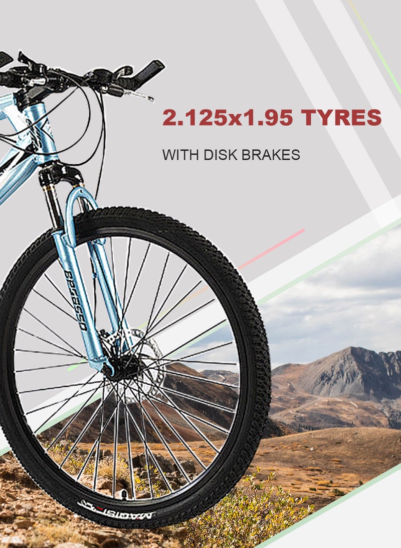 26 Inch Mountain Bike, 21 Speed Rear Derailleur Steel Frame Cycle, with Dual Disc Brake for Men Women Variable Speed Mountain Bike