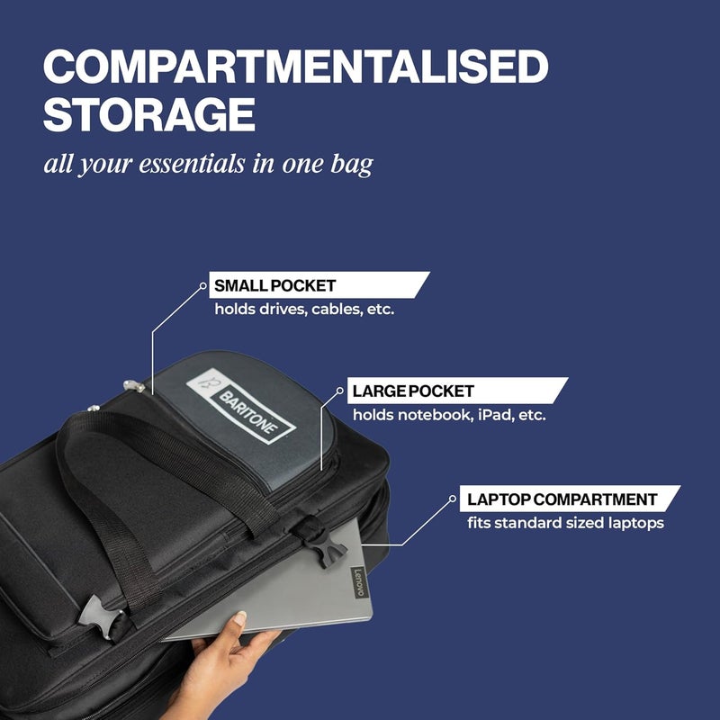 Baritone حقيبة بوليستر مع قسم للابتوب لجهاز التحكم DJ، غطاء مبطن متوافق مع Numark Mixtrack Pro FX/Platinum FX، Roland SPD 30، Boss GT-10، BOSS GT-100، حقيبة Line6 HD500، أسود - Image 4