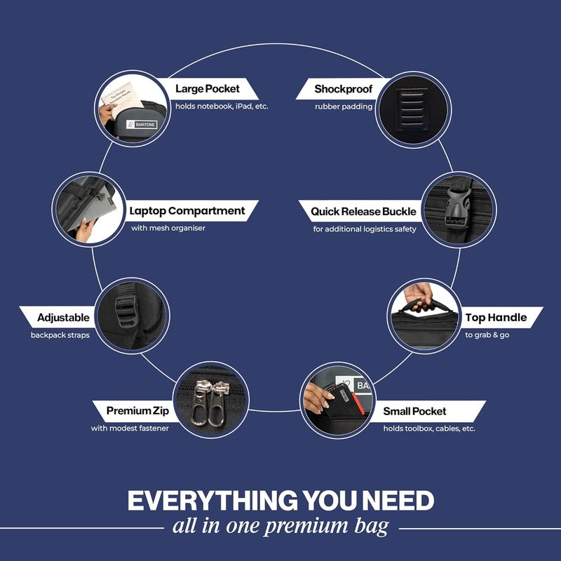 Baritone حقيبة بوليستر مع قسم للابتوب لجهاز التحكم DJ، غطاء مبطن متوافق مع Numark Mixtrack Pro FX/Platinum FX، Roland SPD 30، Boss GT-10، BOSS GT-100، حقيبة Line6 HD500، أسود - Image 5