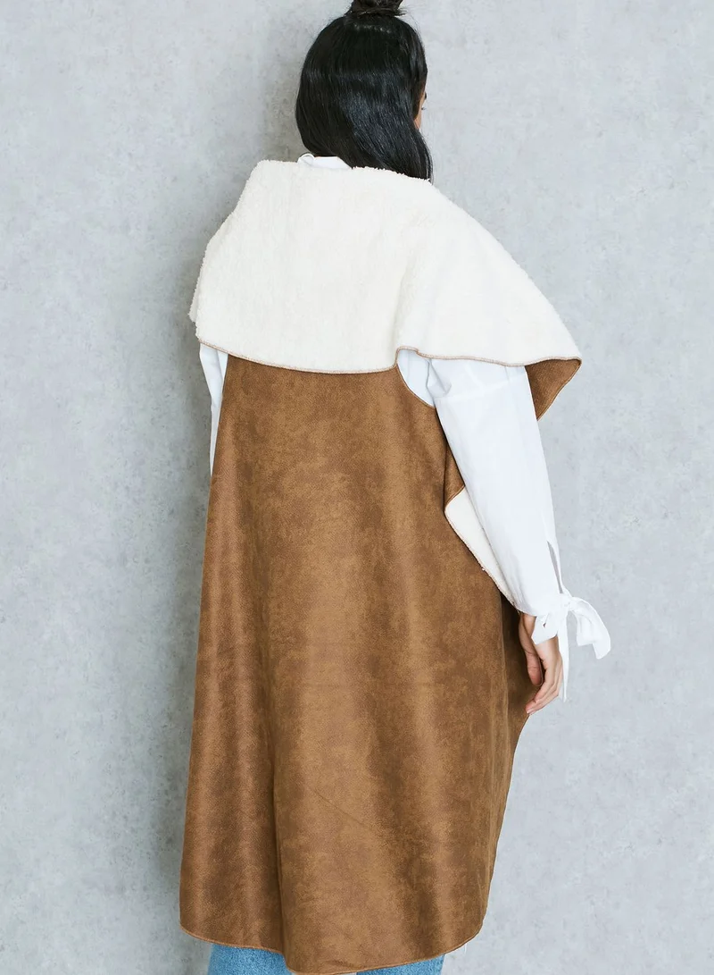 Ginger Faux Fur Waterfall Longline Jacket