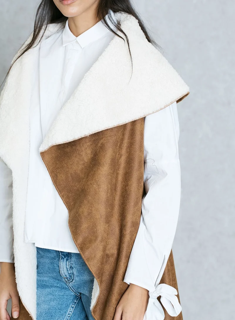 Ginger Faux Fur Waterfall Longline Jacket