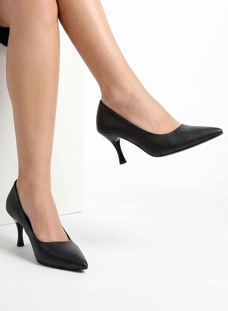 ICE CLUB Women's Pointed Toe Heel – Pebble-Grain Textured - Image 1