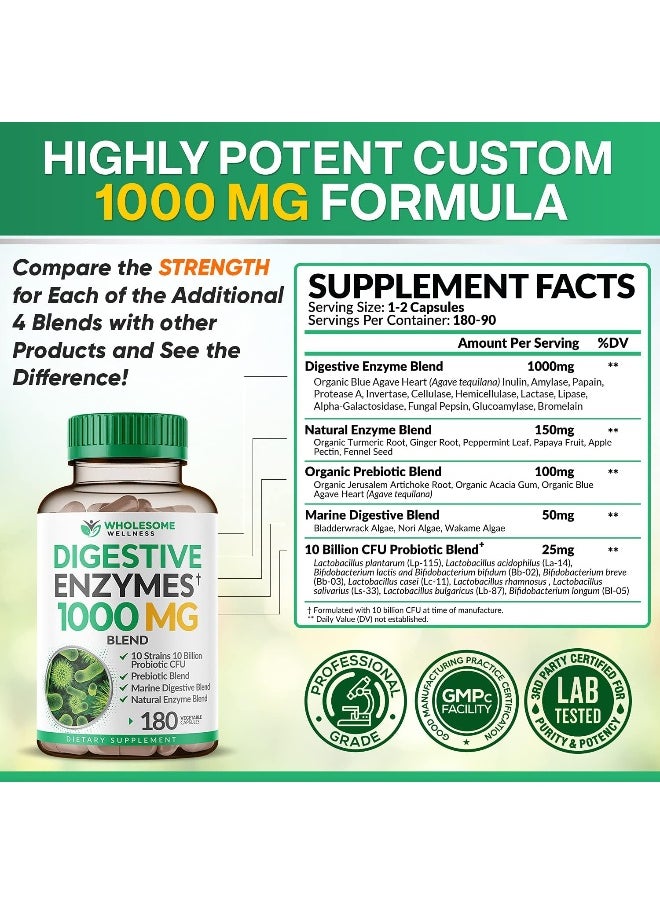 Wholesome Wellness Wholesome Wellness Digestive Enzymes (1000mg, 180 Capsules)  - Image 4