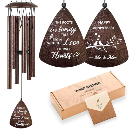 Soopau Wedding Anniversary Couples Gift, 32" Bronze Wind Chimes, Wedding Romantic Gift for Couple Parents Friends Women Men, Happy Anniversary Decorations - Image 1