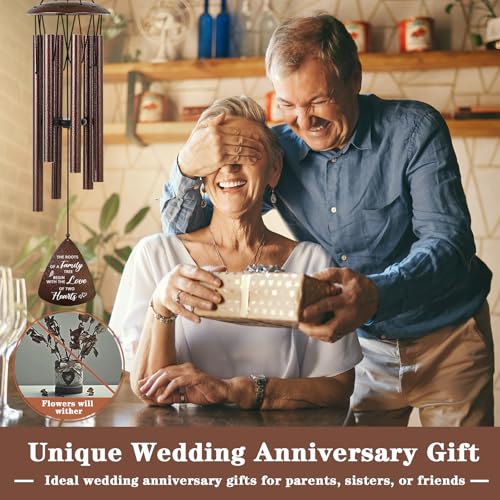 Soopau Wedding Anniversary Couples Gift, 32" Bronze Wind Chimes, Wedding Romantic Gift for Couple Parents Friends Women Men, Happy Anniversary Decorations - Image 2