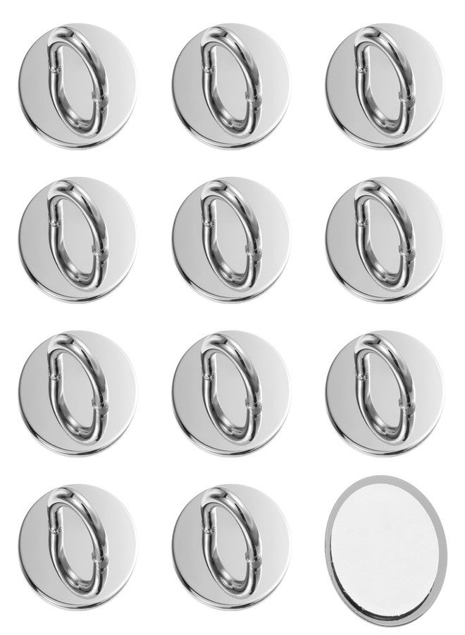 Apausvcm 12 Pcs Phone Charm Hook, Metal Round Phone Charm Holder Adhesive Finger Grip for DIY Hanging Supplies (Silver) - Image 1