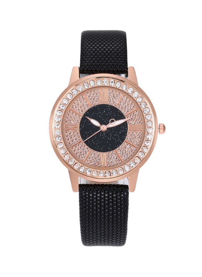 Generic Gypsophila Diamond Fashion Women's Watch Belt Quartz Women's Watch (Black)  - Image 1