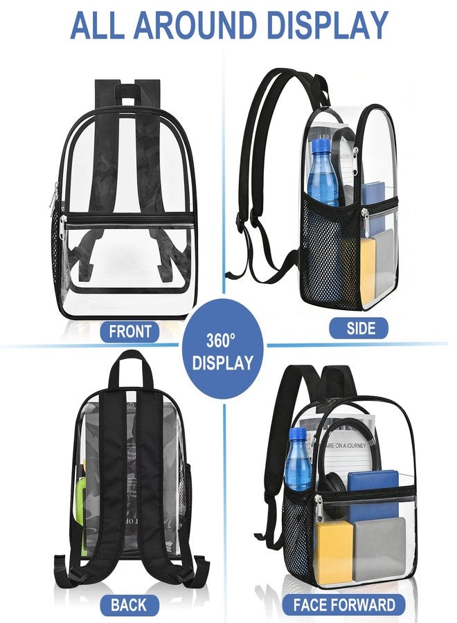 Busiuw Clear Backpack for Stadium Events 12x12x6, Clear Bag Stadium Approved Mini Small Sports Fan Backpacks with Front Pocket for Sport Concert Work Travel(Enhanced Straps,Black) - Image 5
