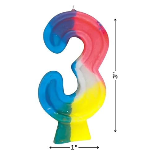 Unique Party Vibrant Number "3" Rainbow Birthday Candle - 2.75" (1 Pc) - Perfect for Memorable Second Birthday Celebrations - Image 5