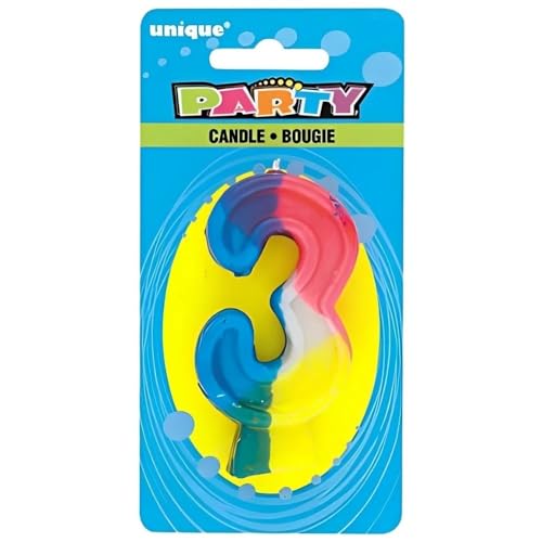 Unique Party Vibrant Number "3" Rainbow Birthday Candle - 2.75" (1 Pc) - Perfect for Memorable Second Birthday Celebrations - Image 2
