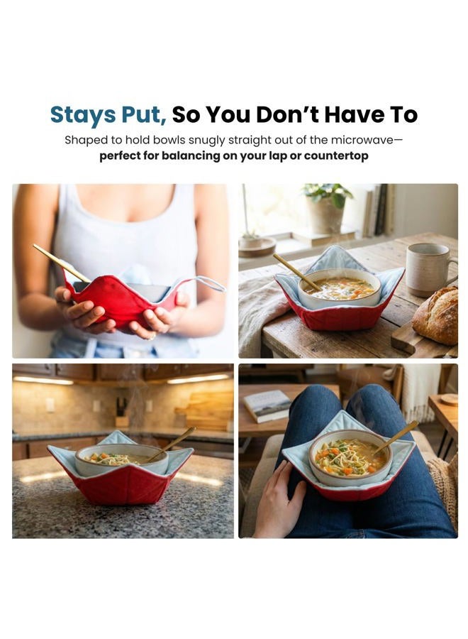 Jokari Microwavable Heat Resistant Bowl Holder Protects Hands And Fingers From Hot Dishes Microwave For Heating Soup Or Leftover Food Or Meals To Eat Dinner And Watch Tv 2 pack Red - Image 3